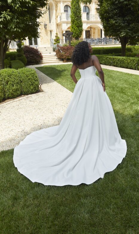 Mori Lee 3422 Nora Basque Waist Pleated Skirt Plus Size Bridal Gown