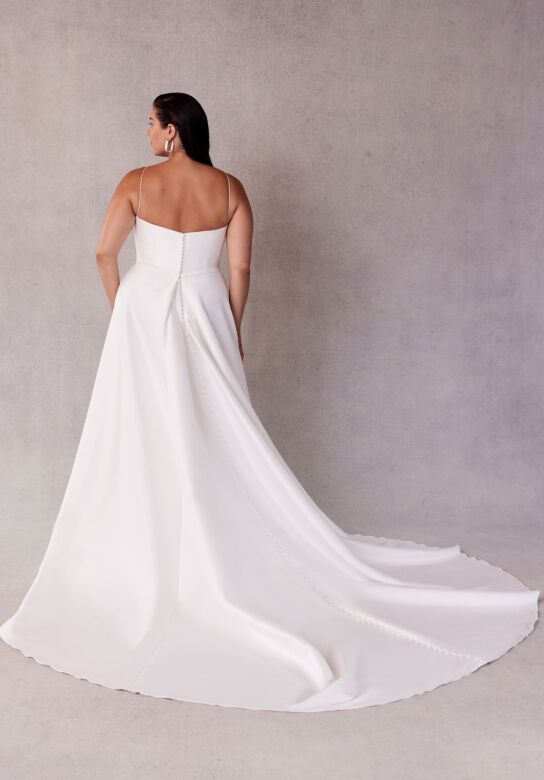 Mori Lee 3452 Stefi Draped Bodice A-Line Satin Plus Size Wedding Dress