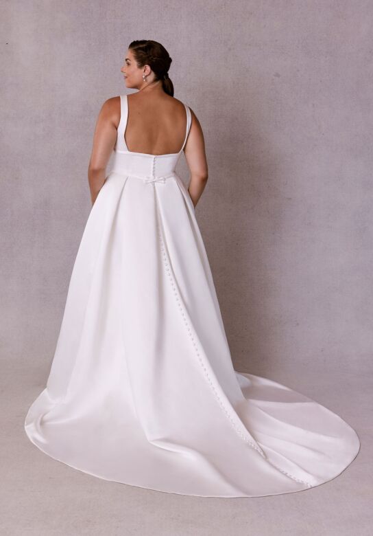 Mori Lee 3454 Sway Square Neck Pleated Skirt Plus Size Wedding Gown