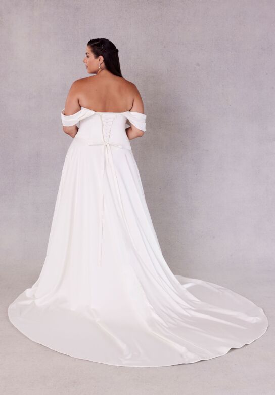 Mori Lee 3456 Syndy Draped Off-The-Shoulder Plus Size Wedding Gown