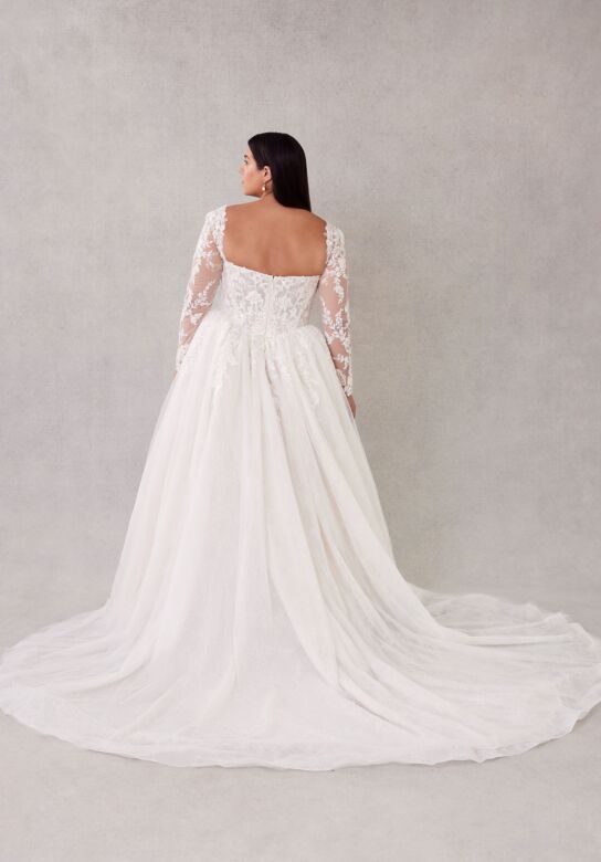 Mori Lee 3462 Sola Illusion Sleeve Basque Waist Plus Size Bridal Gown