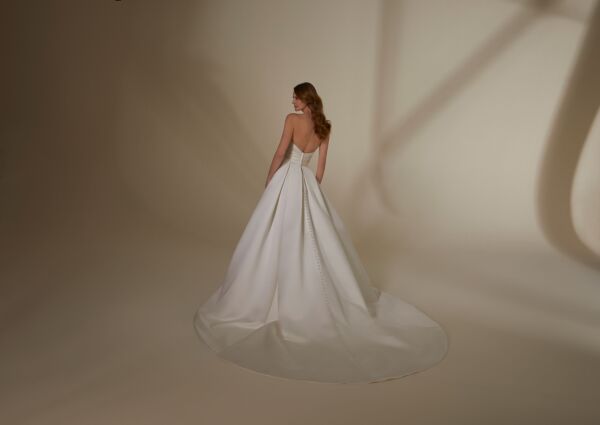 Mori Lee 4126 Mischa Button Back High Slit Wedding Gown