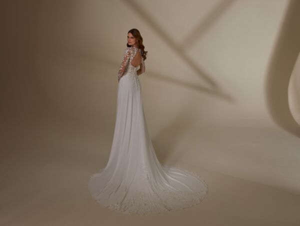Mori Lee 4127 Morgan Detachable Sleeve Lace Train Bridal Dress