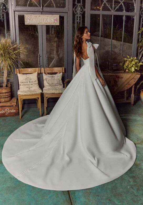 Mori Lee 4473 Reba Detachable Strap Cowl Neck Bridal Dress