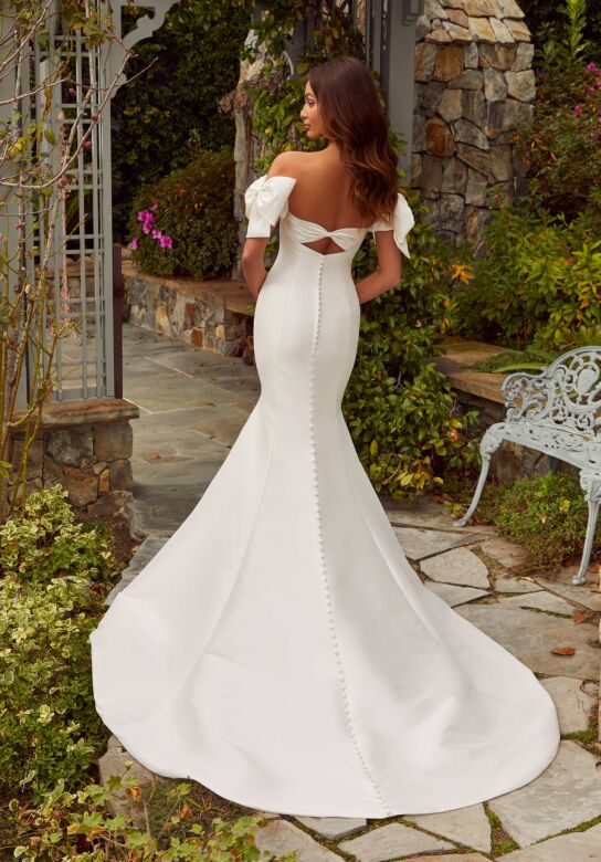 Mori Lee 4475 Raven Bow Back Strapless Bridal Dress