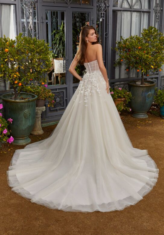 Mori Lee 4482 Rosalie Draped Bodice Strapless V-Neck Wedding Dress