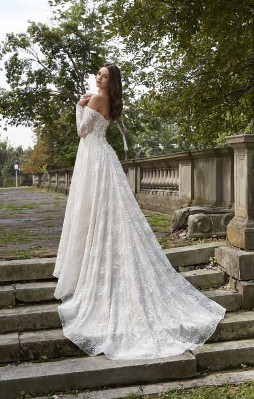 Mori Lee 4155 Paloma Off-The-Shoulder Illusion Sleeve Wedding Dress