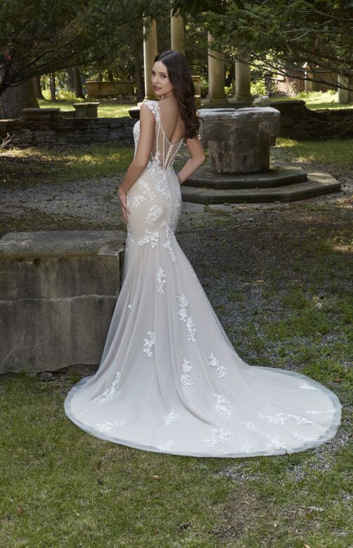Mori Lee 4156 Pepita Illusion Plunge Mermaid Wedding Gown