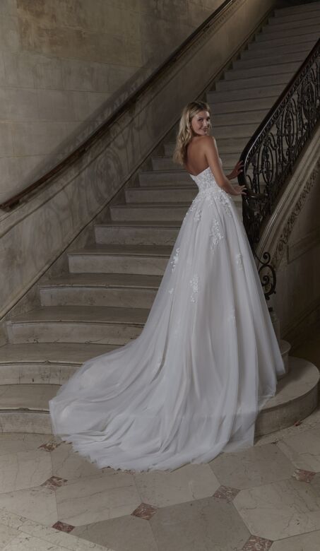 Mori Lee 4163 Patsy Ruched Bodice Plunging Neck Bridal Dress