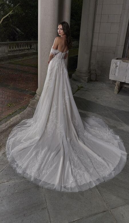 Mori Lee 4170 Pacifica Drape Bodice Removable Sleeve Bridal Gown