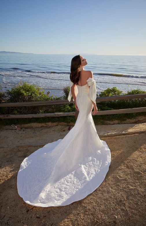 Mori Lee 1217B Leighton Bow Sleeves Draped Bodice Bridal Dress