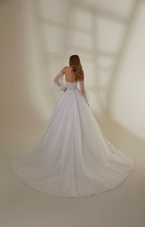 Mori Lee 2536 Madison Bishop Sleeves Plunging Neck Wedding Gown