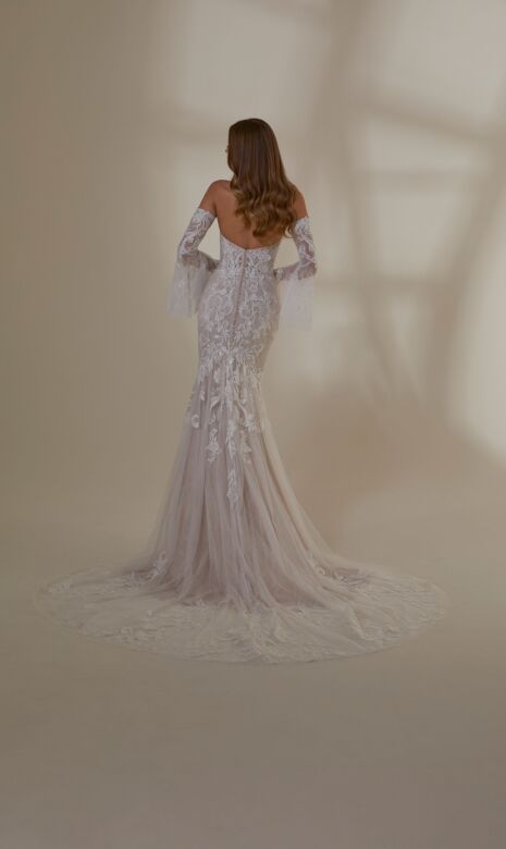 Mori Lee 2544 Marie Sheer Train Sweetheart Neck Wedding Dress