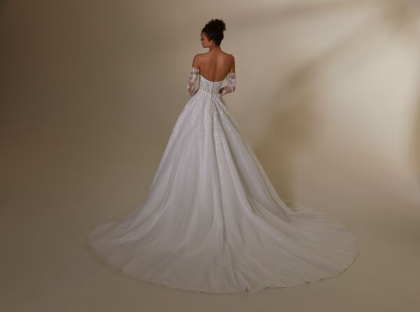 Mori Lee 2549 Mabel Illusion Sleeve Ruched Bodice Bridal Dress