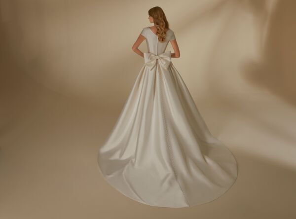Mori Lee 30147 Lydia Back Bow Pleated Skirt Wedding Gown