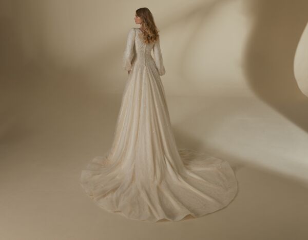 Mori Lee 30150 Lucinda Bishop Sleeve Chapel Train Wedding Dress