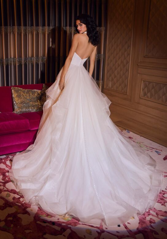 Mori Lee 15067 Tracy Flounce Skirt Draped Bodice Wedding Gown