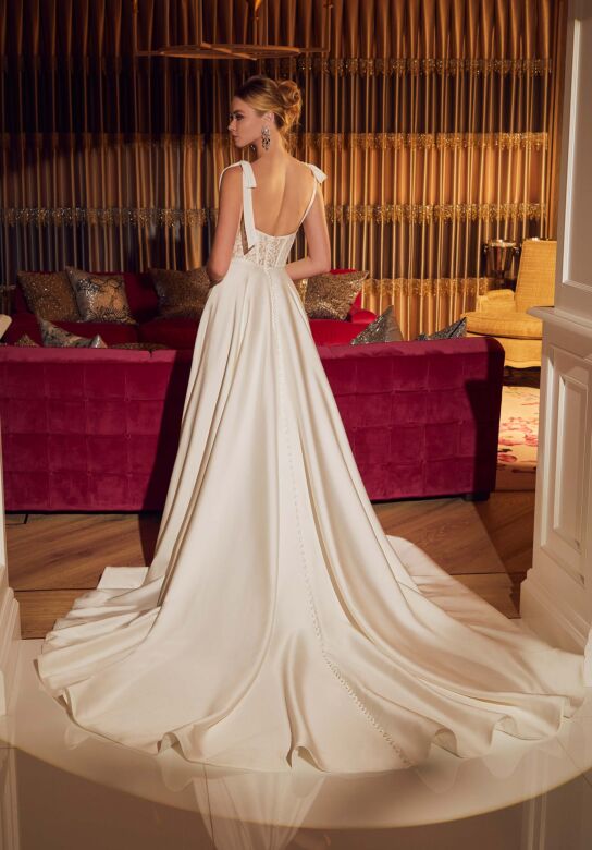 Mori Lee 15070 Tiffany Tie Strap A-Line Satin Wedding Gown