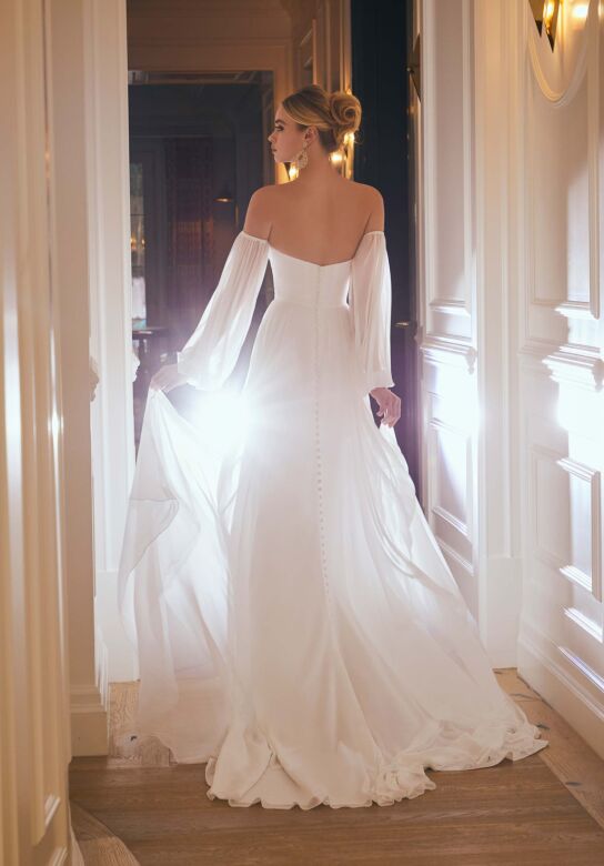 Mori Lee 15075 Trudy Detached Sleeve Sweetheart Neck Bridal Dress