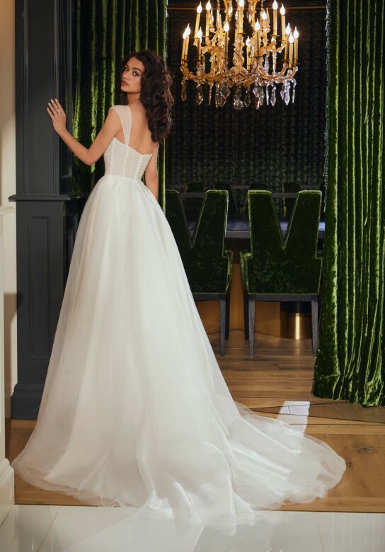 Mori Lee 15078 Thelma Cap Sleeve Drape Sleeve Bridal Gown