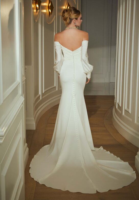 Mori Lee 15079 Teagan Bishop Sleeve Cowl Neck Bridal Gown