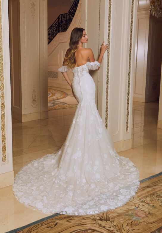 Mori Lee 2645 Rory Plunging Neck Ruffle Sleeve Wedding Gown
