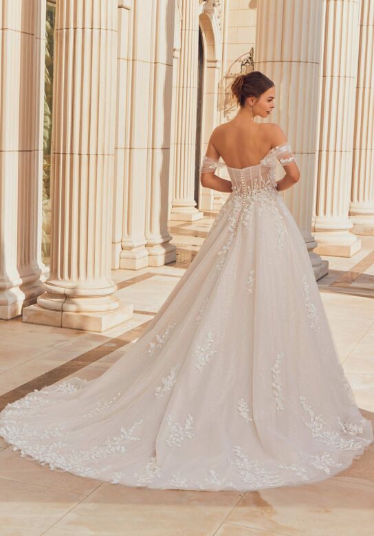 Mori Lee 2646 Rebecca Draped Sleeve Ruched Bodice Wedding Gown