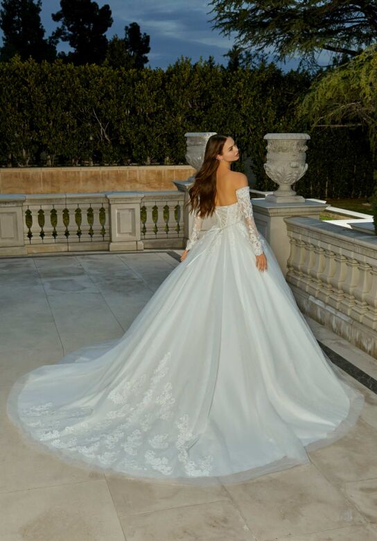 Mori Lee 2667 Reagan Basque Waist Gauntlet Sleeve Bridal Gown
