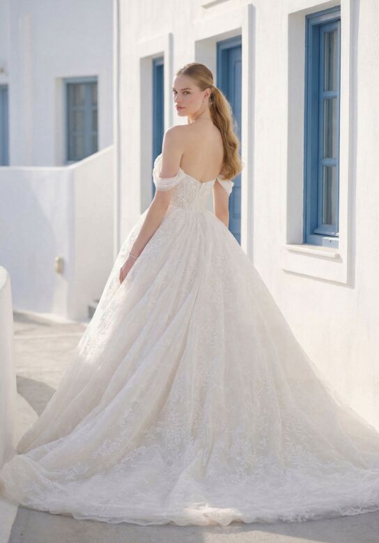 Mori Lee 1010060 Tulle Front Button Sweetheart Neck Lace Wedding Dress