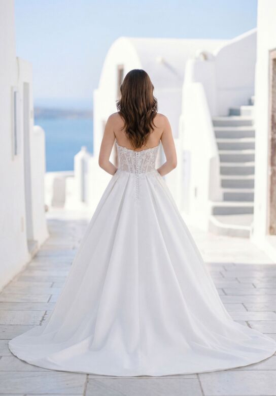 Mori Lee 1010070 Tahlene Corset Top Pleated Satin Skirt Wedding Dress