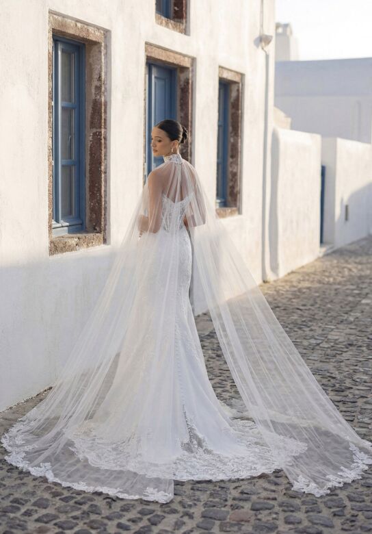 Mori Lee 1010071 Trianne Cutaway Lace Train Corset Top Wedding Dress
