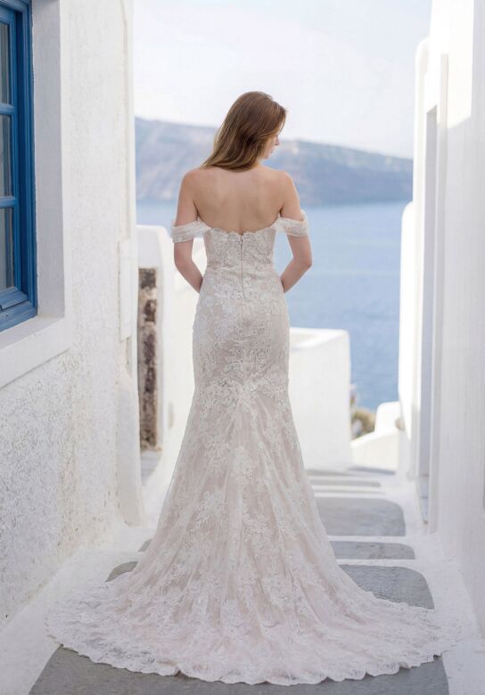 Mori Lee 1010074 Tener Lace Side Slit Scalloped Hem Wedding Dress