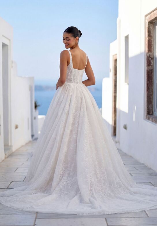 Mori Lee 1010084 Talis Basque Waist Lace Square Neck Wedding Gown