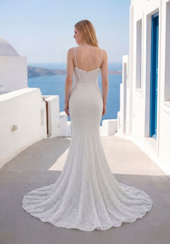 Mori Lee 1010085 Timea Sleeveless Pearl-Beaded Mermaid Wedding Gown