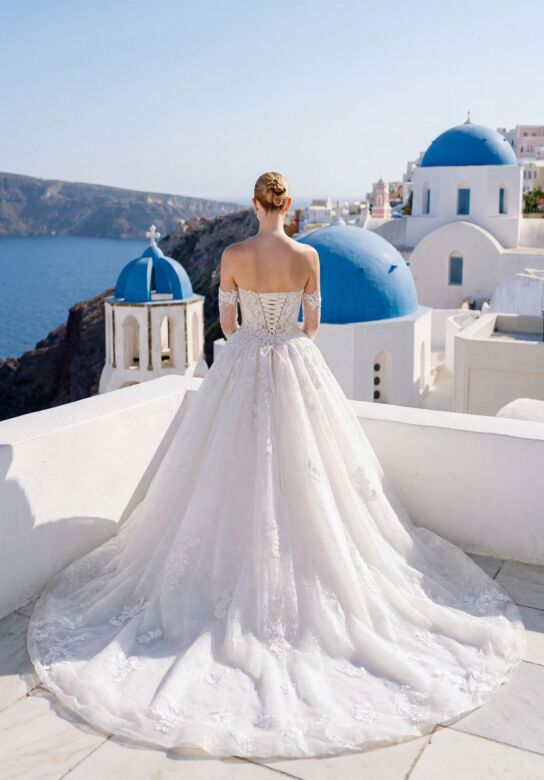 Mori Lee 1010086 Tera Lace Sweetheart Neck Long Sleeve Wedding Gown