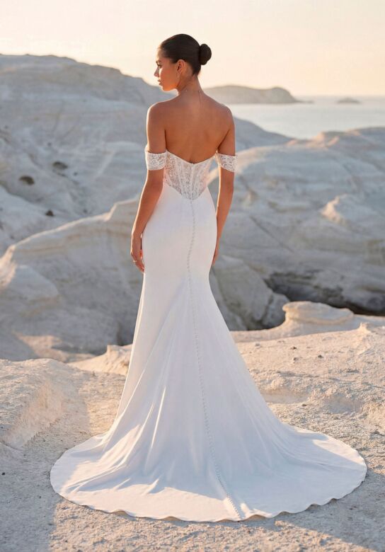 Mori Lee 1050047 Topaz Side Slit Draped Crepe Skirt Bridal Gown
