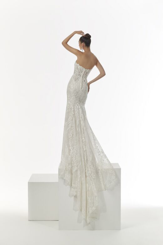 Mori Lee 1228 Nuala Sheer Bodice Plunging Neck Bridal Dress