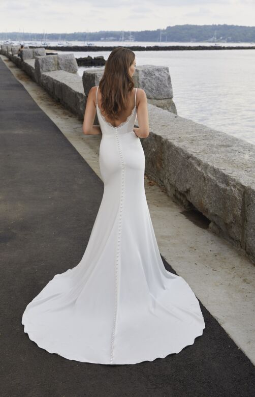 Mori Lee 12613 Nyssa Scallop Cowl Neck Wedding Dress
