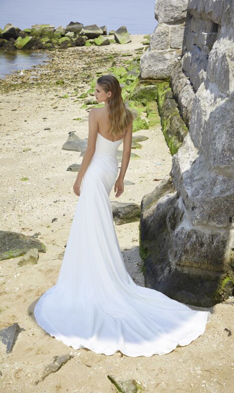 Mori Lee 15042 Peggy Illusion Slit Drape Wedding Dress