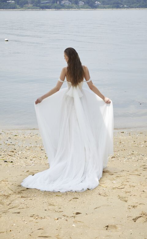 Mori Lee 15043 Pallas Ruched Bodice Back Streamer Wedding Dress