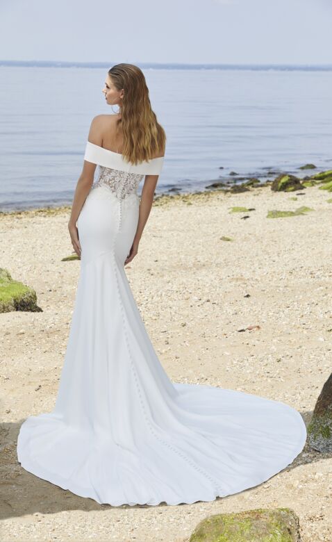 Mori Lee 15044 Peyton Off-The-Shoulder Illusion Sides Wedding Dress