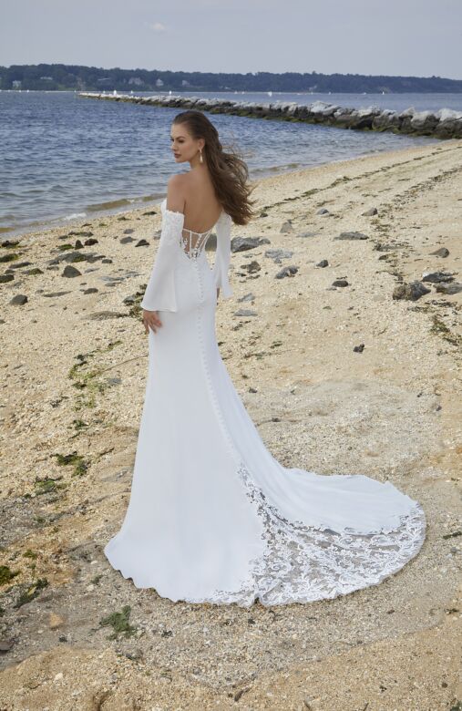 Mori Lee 15050 Pura Embroidered Bodice Cutaway Train Bridal Dress