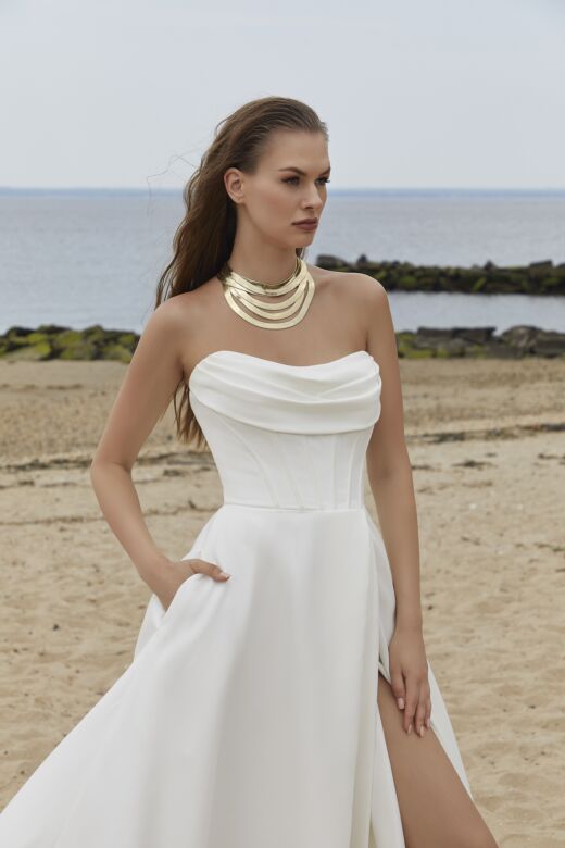 Mori Lee 15054 Pippa Cowl Neck A-Line Bridal Gown