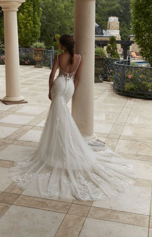 Mori Lee 2604 Paisley Pearl Beaded Slim-Flare Wedding Dress