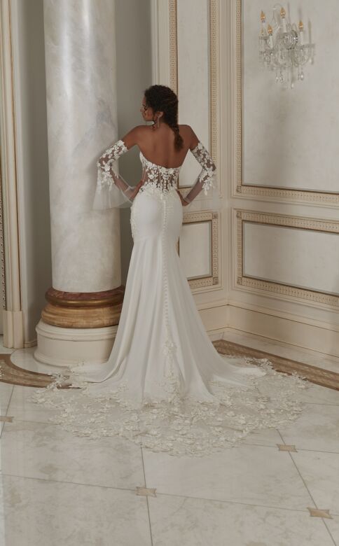 Mori Lee 2615 Padma Illusion Sides Petal Train Wedding Gown