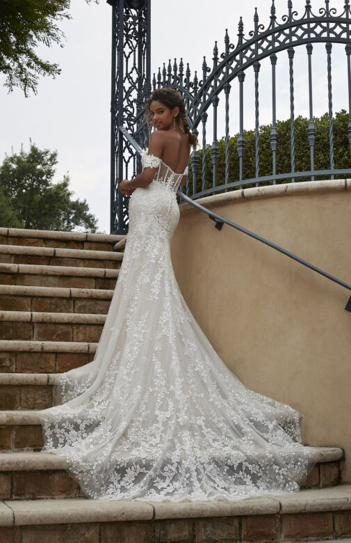 Mori Lee 2619 Philomena Corset Bodice Sheer Train Bridal Dress