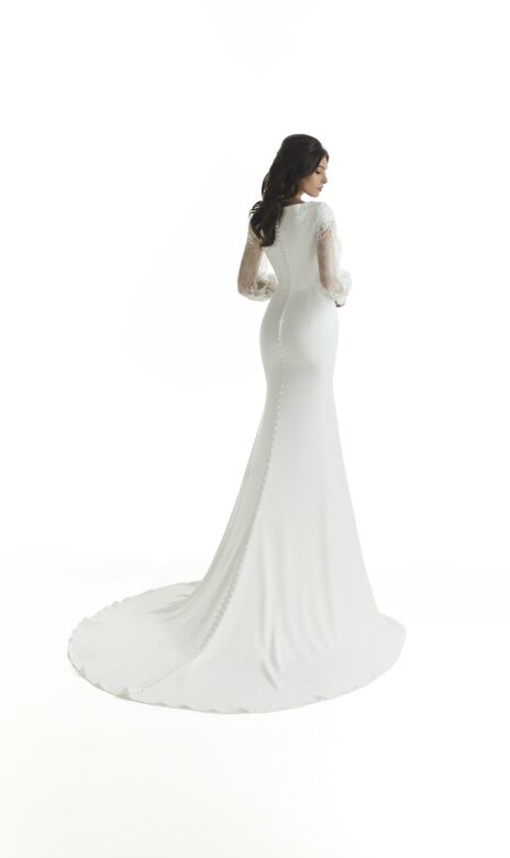 Mori Lee 30162 Nastia Bateau Neck Lace Sleeve Wedding Dress