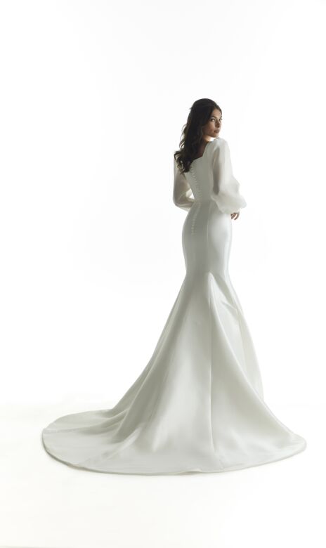 Mori Lee 30166 Noelle Square Neck Puff Sleeve Bridal Dress