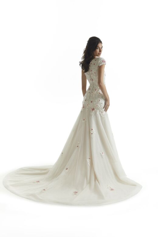 Mori Lee 30168 Nia V-Neck Short Sleeve Bridal Dress