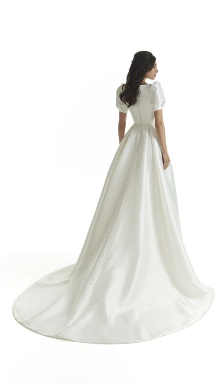 Mori Lee 30171 Naima Puff Sleeve Pleated Skirt Bridal Gown